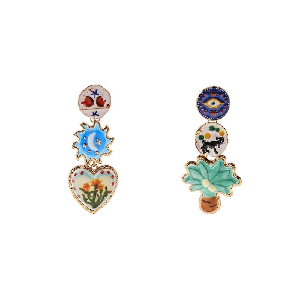 🆕️ Zara Multicolor Enamel Charm Earrings NWOT